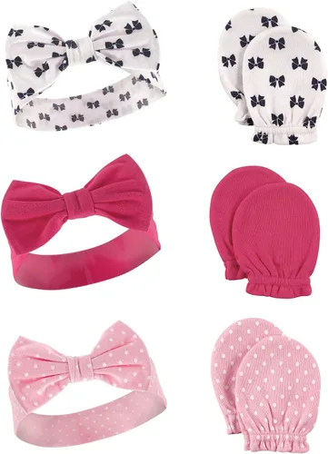 Miniatura 128 de Hudson Baby Conjunto de diadema de algodón y manoplas para rascar para bebé