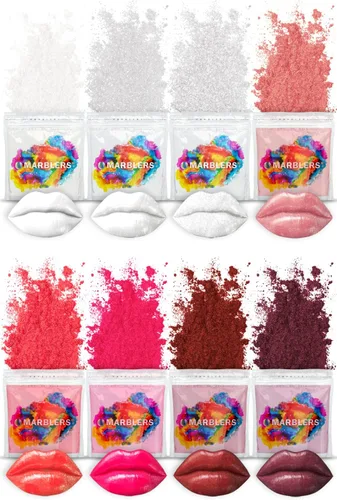Miniatura 4 de MARBLERS Juego de colorantes en polvo de mica seguros para labios [Nudie 8 colores] Cosmético Pigmento de resina epoxi Tinte No tóxico