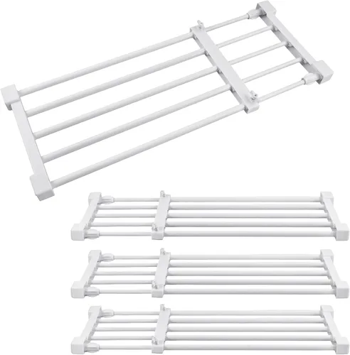 Geetery 4 piezas de estantes de tensión de armario de metal expandibles, separadores de estantes ajustables para bricolaje, barra de tensión para