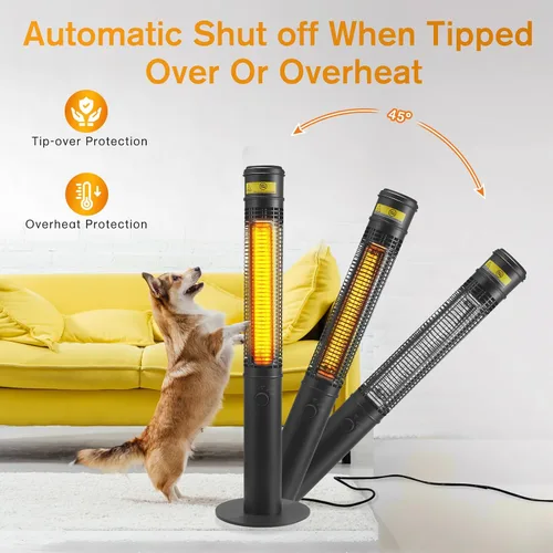 Miniatura 2 de Calentador Eléctrico para Exteriores para Patio, 1500W 40" Calentadores Infrarrojos de Pie Grandes para Uso en Interiores y Exteriores, Calentador