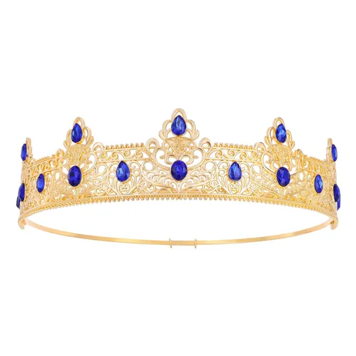 Miniatura 9 de Corona dorada de rey para hombre, decoración para cumpleaños, graduación, fiesta, disfraz, boda, Halloween, día del padre, regalo para hombres