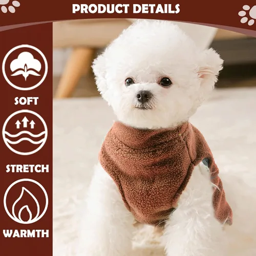Miniatura 5 de Suéteres para perros pequeños hembras, chaleco de forro polar para perra, suéter con agujero para la correa, pullover cálido, chaqueta para Café