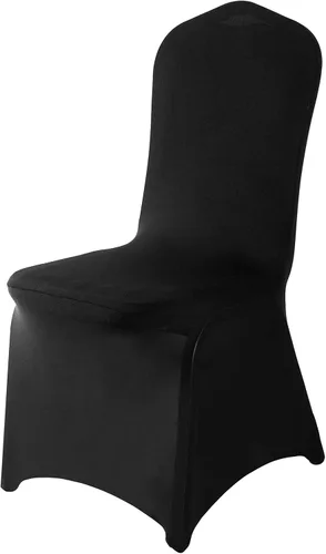 Miniatura 16 de Paquete de 6 fundas para sillas plegables de elastano negro en tela elástica lavable para bodas, fiestas, vacaciones, celebraciones y otros eventos
