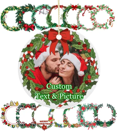Adornos de Navidad personalizados 2024, adornos de Navidad con imagen personalizada, decoración de Navidad, regalo de fotos, decoración redonda