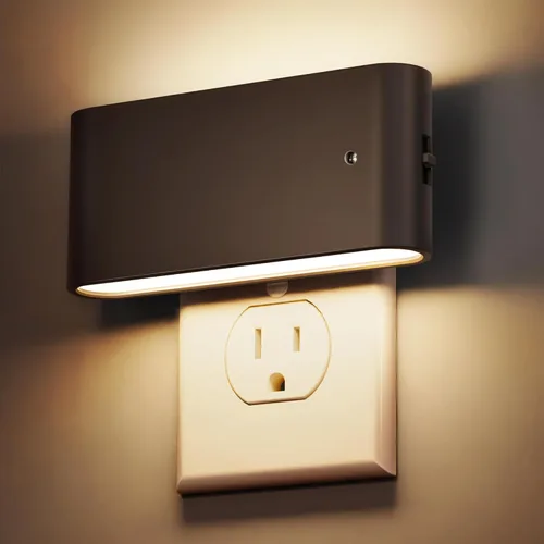 Briignite Luces nocturnas enchufables a la pared, paquete de 2, luz nocturna LED con sensor de luz del atardecer al amanecer, enchufe de luz