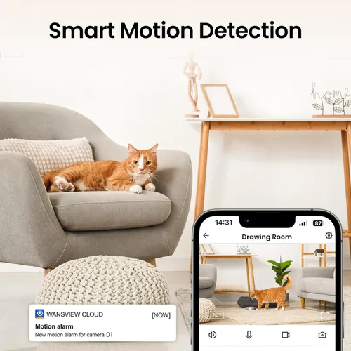 Miniatura 8 de Cinnado - Cámara de seguridad para interiores 2K, cámaras WiFi 360° para seguridad del hogar, cámara para mascotas/perros/bebés con aplicación