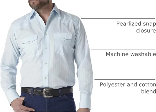 Miniatura 24 de Wrangler Camisas deportivas de manga larga con botones a presión y dos bolsillos para hombre