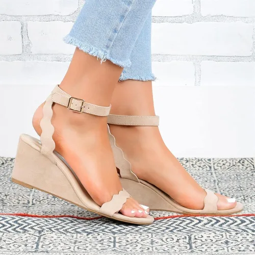 Miniatura 3 de Sandalias sintéticas de plataforma para mujer, con hebilla y correa al tobillo, sandalias de plataforma para mujer, A1-oro, 4.5-10
