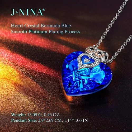 Miniatura 2 de J.NINA Blue Heart Necklaces for Women, Cute Animal Pendant Necklace for Woman,Butterfly Necklace & Owl Necklace with Crystal from Austria, Birthday