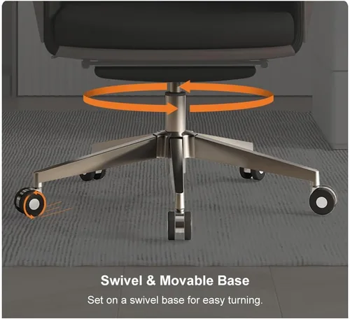 Miniatura 3 de homary Silla ejecutiva moderna para oficina en casa, silla giratoria ajustable de piel sintética ergonómica con altura ajustable y base rodante