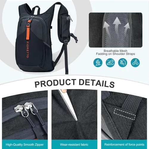 Miniatura 7 de FIORETTO Mochila de senderismo de 15L para mujeres y hombres, mochila mini plegable, mochila ligera pequeña para acampar, viajar, actividades al