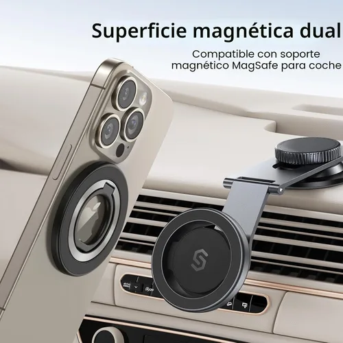Miniatura 3 de SYNCWIRE - Soporte magnético con aro para MagSafe, rotación de 360 grados, agarre y soporte para teléfono, aro para dedo, doble imán, compatible