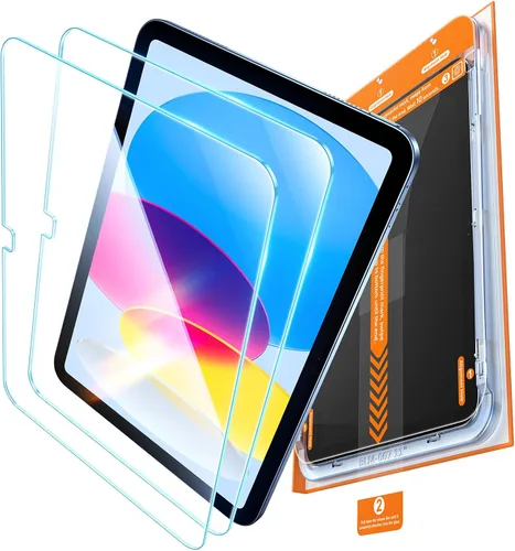 DIMONCOAT Paquete de 2 protectores de pantalla para iPad A16 de 11 pulgadas 2025 / para iPad de 10.9 pulgadas 2022, vidrio templado con bandeja de