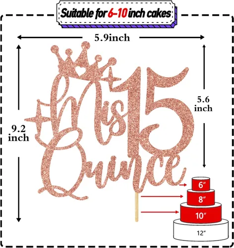 Miniatura 2 de Decoración para pastel de membrillo Mis 15, feliz 15 anos/Cheers to 15 años de edad, decoración de pastel para niña, suministros de decoración