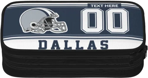 Miniatura 7 de Estuche para lápices Dallas, caja de lápices con nombre y número personalizados, estuche personalizado de estilo de fútbol, estuche de bolígrafo