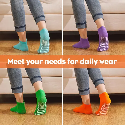 Miniatura 9 de 12 pares de calcetines de agarre de pilato para mujer, calcetines de yoga antideslizantes con agarres, calcetines de hospital, calcetines de tobillo