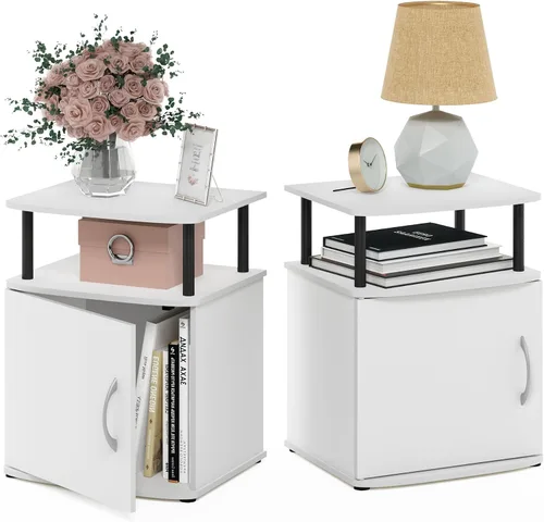 Miniatura 12 de Furinno Jaya - Mesita de noche con puerta, color ámbar y negro