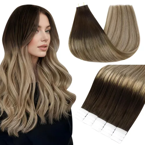 Miniatura 17 de Full Shine - Extensiones de cabello con cinta adhesiva de 18 pulgadas, extensiones de cabello Remy de 1.76 oz, extensiones de cabello lacio