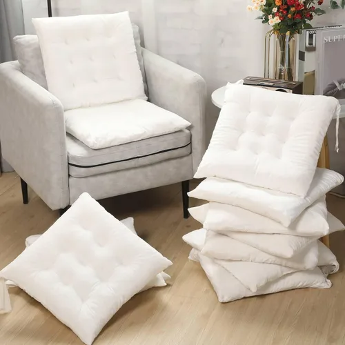 Miniatura 4 de Timgle Paquete de 16 cojines de asiento para silla, cojines de patio para muebles, almohadillas para sillas con lazos, tapete antideslizante