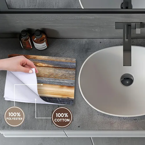 Miniatura 4 de 3dRose Toalla de mano de baño de 22 x 30 - Texturas de aspecto de madera de granero marrón