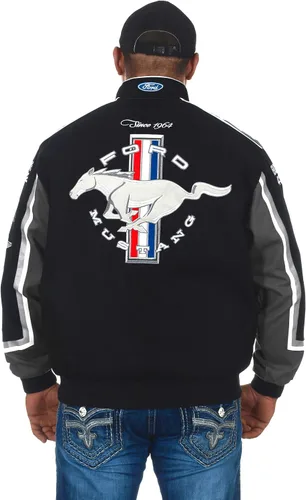 Miniatura 4 de JH DESIGN GROUP Chaqueta Ford Mustang para hombre abrigo de sarga de algodón bordado