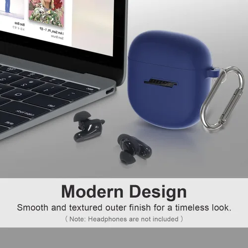 Miniatura 7 de Funda de silicona para auriculares Bose QuietComfort II (2022) y QuietComfort Ultra (2023), funda protectora a prueba de golpes con llavero para Azul