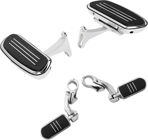 Miniatura 8 de XFMT Tabla de suelo delantero + estribo del pasajero trasero + estriberas de carretera en ángulo largo para Harley Streamliner Style Touring CVO