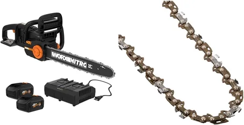 Miniatura 9 de Worx Nitro - Motosierra inalámbrica sin escobillas de 16 pulgadas y 40 V, batería de 4.0 Ah y cargador incluidos WG385