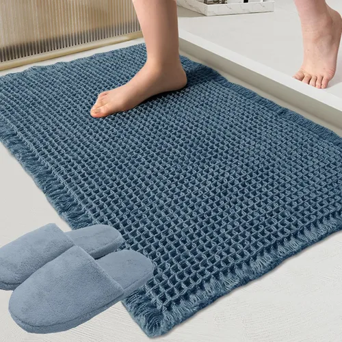 Miniatura 19 de ZALL - Tapete de baño de punto gofre beige, súper absorbente, antideslizante, color crema, 18 x 30 pulgadas, lavable a máquina, ultra suave
