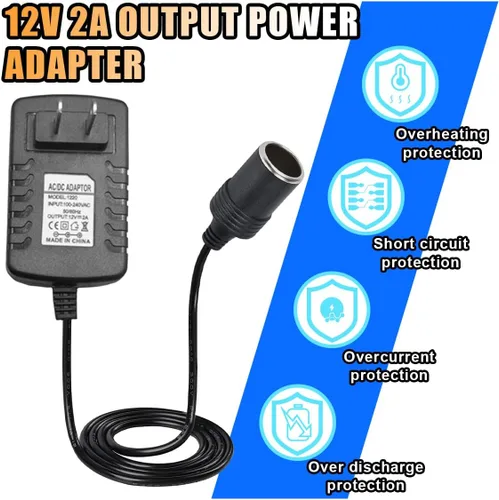 Miniatura 3 de Convertidor de CA a CC de 100-240V, 12V, 2A, 24W, adaptador de corriente portátil, enchufe de encendedor de cigarrillos para automóvil
