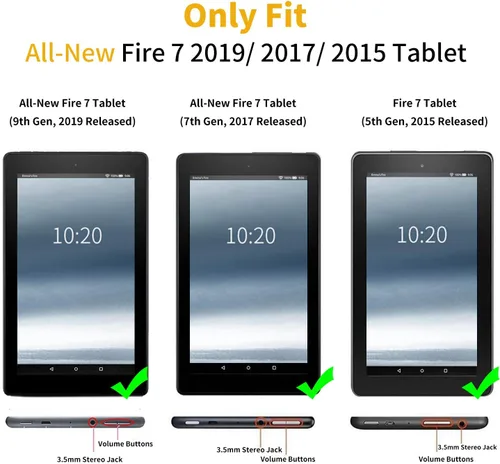 Miniatura 2 de Funda para todas las tabletas Amazon Kindle Fire 7 (9ª/7ª/5ª generación, versión 2019/2017/2015), funda inteligente con soporte deslizante