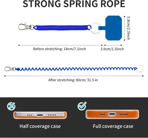 Miniatura 6 de HOTEMIA Cordón de teléfono - Protección antirrobo y caídas para iPhone, la mayoría de teléfonos celulares - Negro y azul Negro+Azul