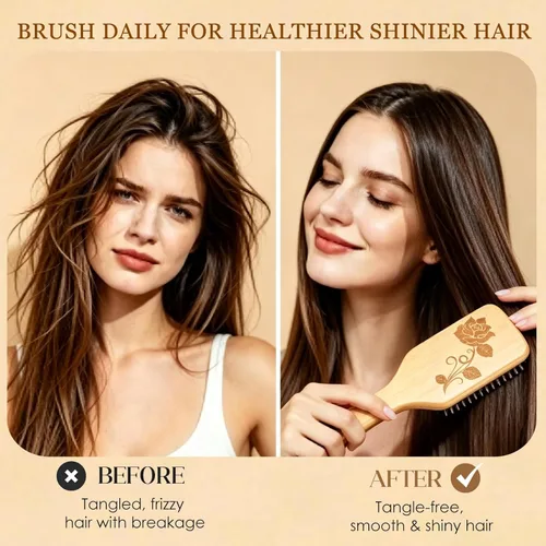 Miniatura 4 de Bsisme Cepillo para el Cabello - Cepillo de Cerdas de Jabalí con Pines Desenredantes Cepillo Desenredante de Paleta de Madera para Mujeres y Hombres