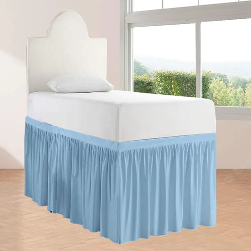 Miniatura 17 de Falda de cama larga de 42 pulgadas con caída de 42 pulgadas, patrón de volantes, falda de cama para dormitorio universitario, esquinas divididas