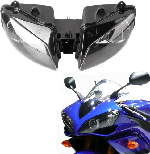 Miniatura 10 de Ensamble de lámpara de faro delantero para motocicleta compatible con Yamaha YZF600 R6 2006 2007 06 07 YZF-R6 Faro frontal transparente para moto