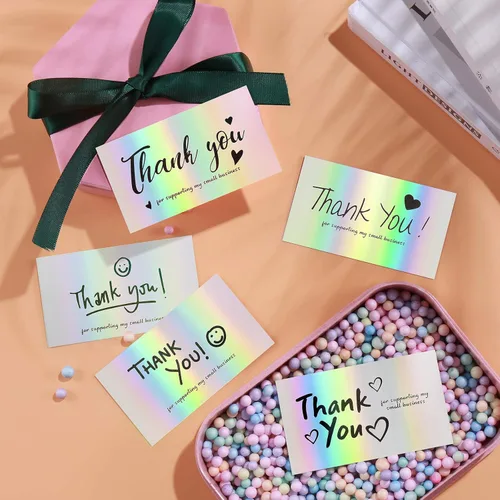 Miniatura 5 de 120 Tarjetas de Agradecimiento para Pequeñas Empresas, Mini 6 Estilos Tarjetas de Agradecimiento por Apoyar Notas de Compras Tarjetas
