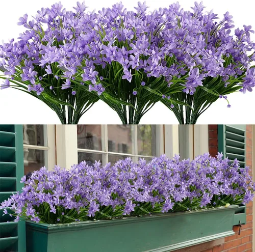 Miniatura 12 de 4 paquetes de flores artificiales de narcisos, vegetación artificial falsa resistente a los rayos UV, no se decolora, plantas de plástico sintético