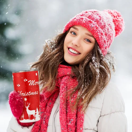 Miniatura 2 de 12 Piezas Vasos Navideños de Regalo 20oz Vaso de Viaje Navideño Taza Navideña de Acero Inoxidable Aislado Taza de Café con Tapa y Pajita para Regalo