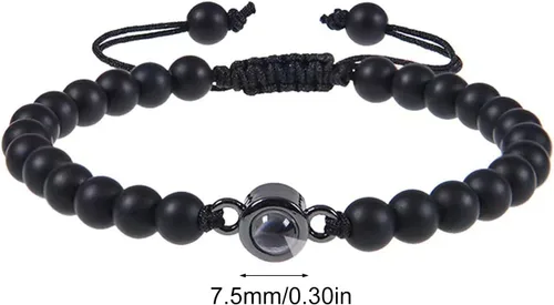 Miniatura 7 de Elegant Couple's Bracelet with 100 Languages I Loves You Projection in Crystals Mattes Stone Portable for Anniversaries