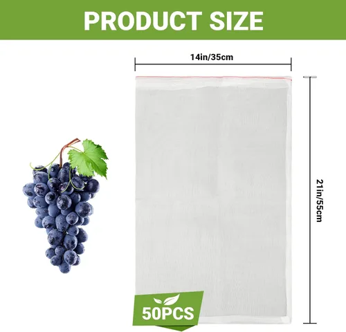 Miniatura 4 de Bolsas protectoras de frutas de malla, 50 bolsas de frutas grandes de 14 x 21 pulgadas para árboles frutales, bolsa de malla duradera para jardín