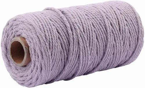 Miniatura 23 de Cuerda de algodón para macramé de 109 yardas de 0.118 pulgadas, 4 hebras trenzadas, cuerda para envolver colgadores de plantas, tejer, suministros