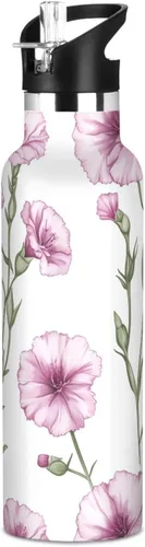 Miniatura 24 de Retro Dahlia Pink BPA-Free Leak Proof Sports Insulated Water Bottle with Leak Proof Spout Lid Double Wall Vacuum Bike Running Sports Travel Gym