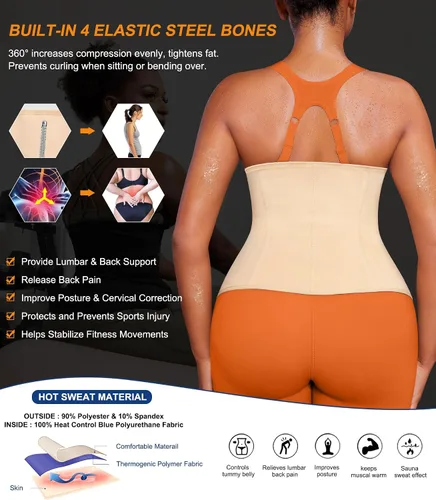 Miniatura 5 de TrainingGirl Entrenador de cintura para mujer, corsé reductor de cintura para el vientre inferior, corsé envolvente para entrenamiento, banda
