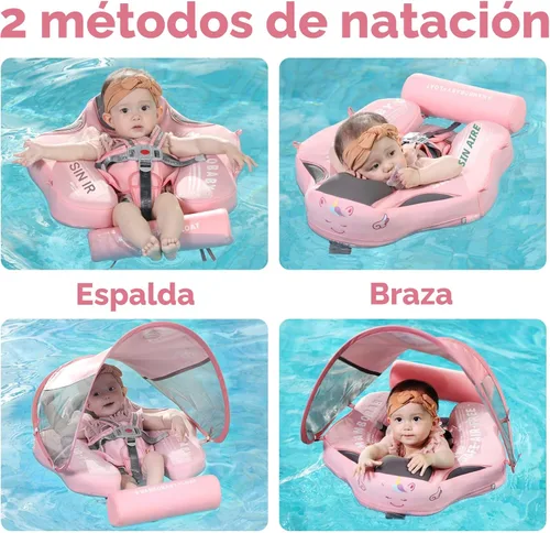 Miniatura 3 de Mambobaby Flotador con Toldo y Cola Nuevo Mejorado Flotador de Piscina No Inflable para Bebé Flotador de Natación Mambo Entrenador de Natación Tela