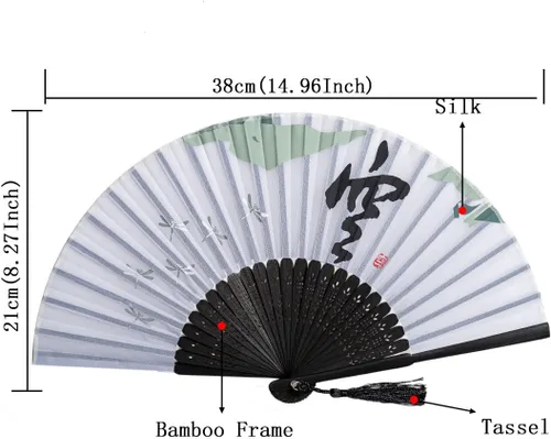 Miniatura 2 de Pequeños abanicos de mano plegables, mantente fresco y elegante con abanicos de seda de mano de bambú, perfectos para sofocos, festivales de música