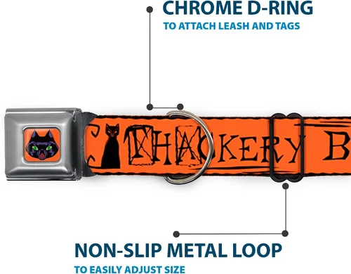 Miniatura 5 de Buckle-Down Collar de perro Hebilla de cinturón de seguridad Hocus Pocus Thackery Binx Cat Silhouette Naranja Negro, 1 pulgada de ancho - Se adapta