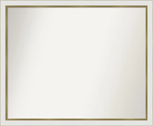 Miniatura 384 de Amanti Art Espejo de baño blanco para sobre el fregadero, 30 x 35 pulgadas, espejo de tocador rectangular estrecho de Eva de oro blanco, marco
