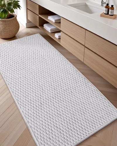 Miniatura 20 de Color&Geometry Alfombras de baño con parte trasera de goma, antideslizante, lavable a máquina, alfombra bohemia de felpilla suave y absorbente