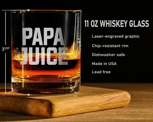 Miniatura 5 de PAPA JUICE - Vaso de whisky – Regalo divertido para papá, tío abuelo de hija, hijo, esposa, día del padre (personalizado)