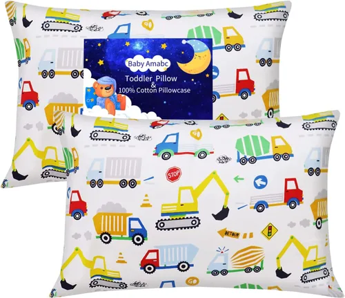 Fundas de almohada para bebés y niños pequeños, con patrón de Trcuk, funda de almohada para niños y almohadas de viaje de 13 x 18 pulgadas, 14 x 19